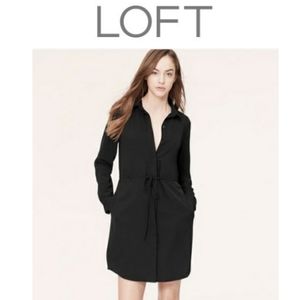 LOFT black button down shirt dress, S